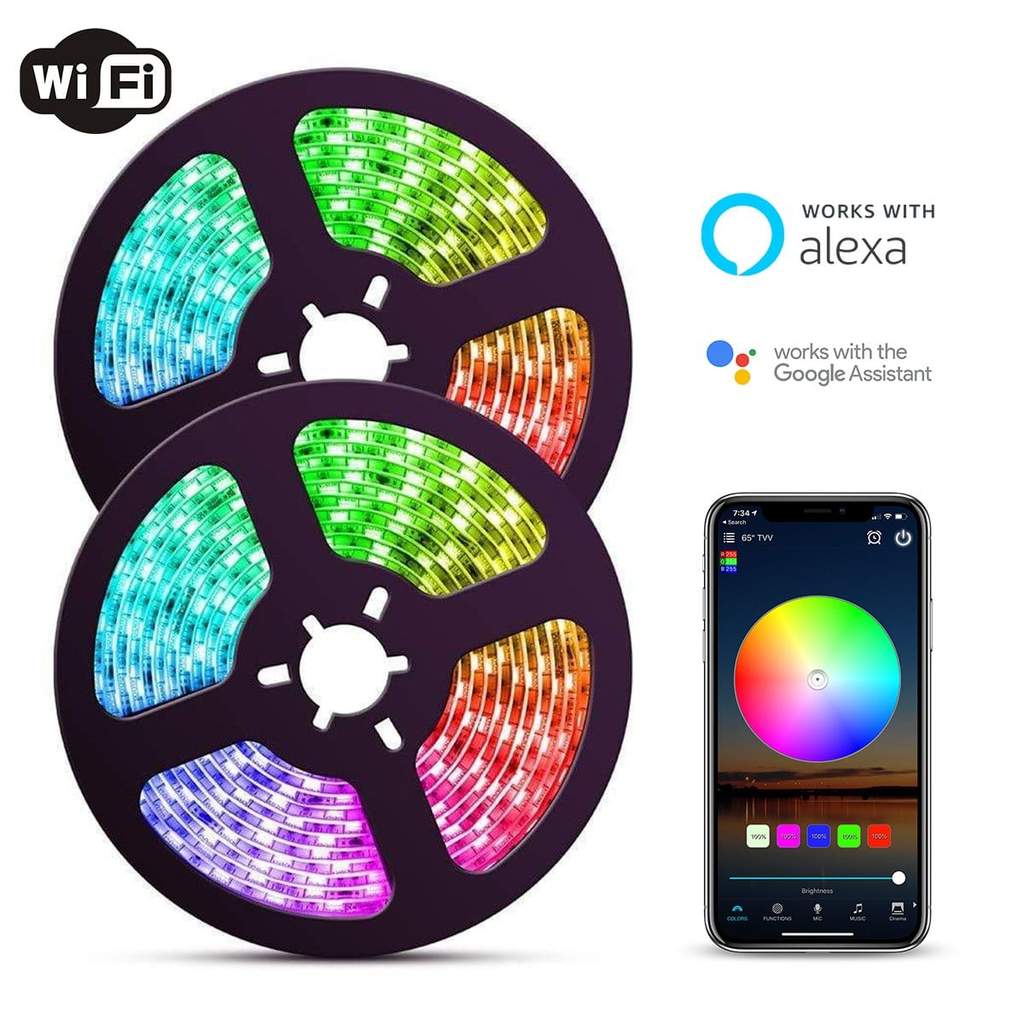 32FT WiFi LED Strip Light With App Control | Colored Lights for Rooms